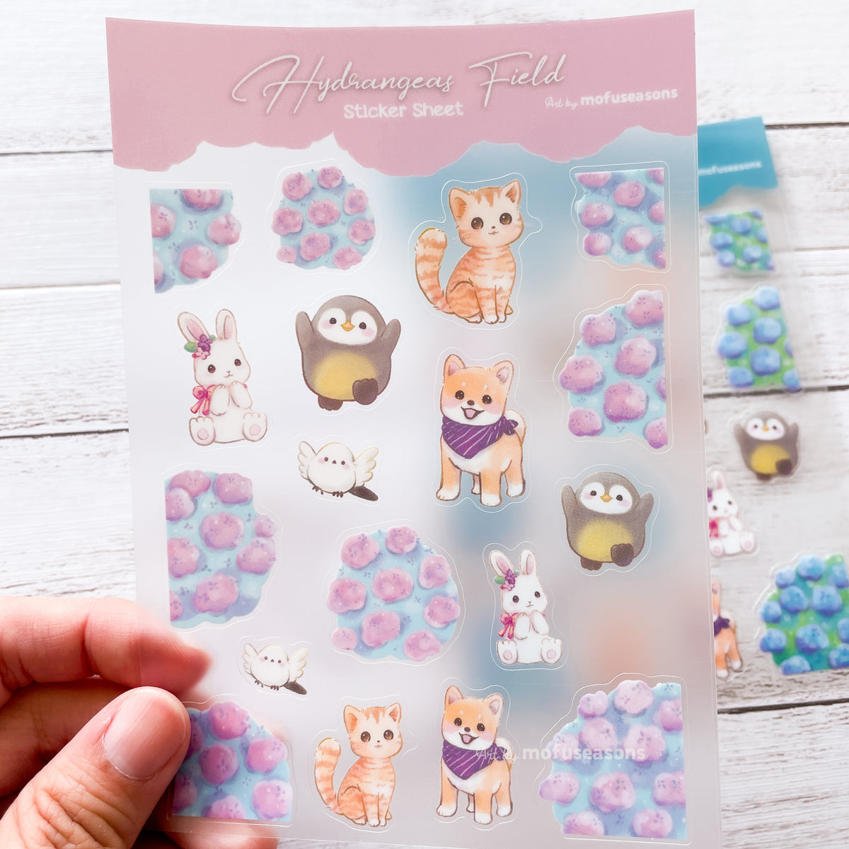 Hydrangeas Field: Clear Sticker Sheet – mofuseasons
